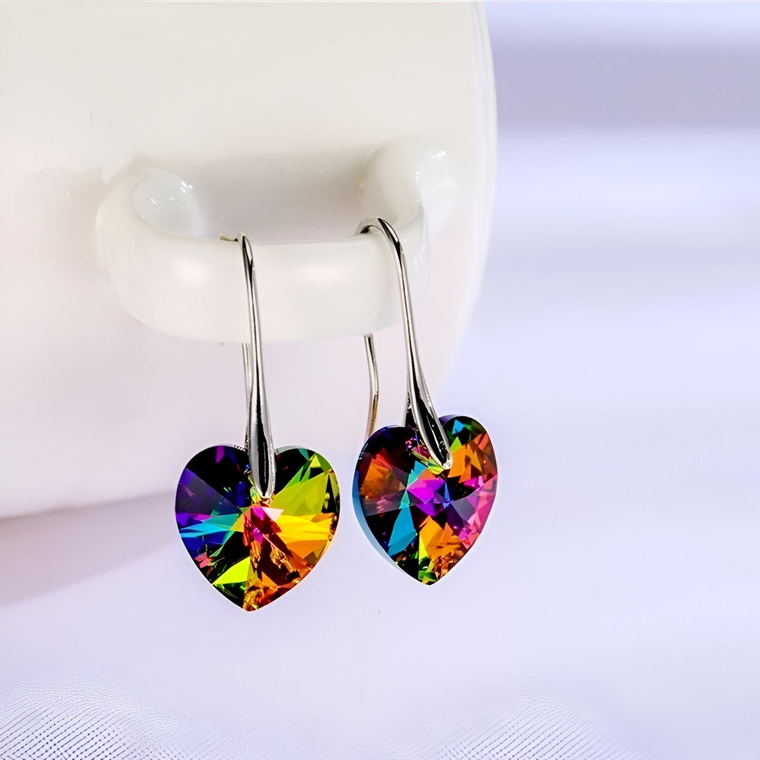 Boucles d'oreilles en argent 925 Coeurs colorés