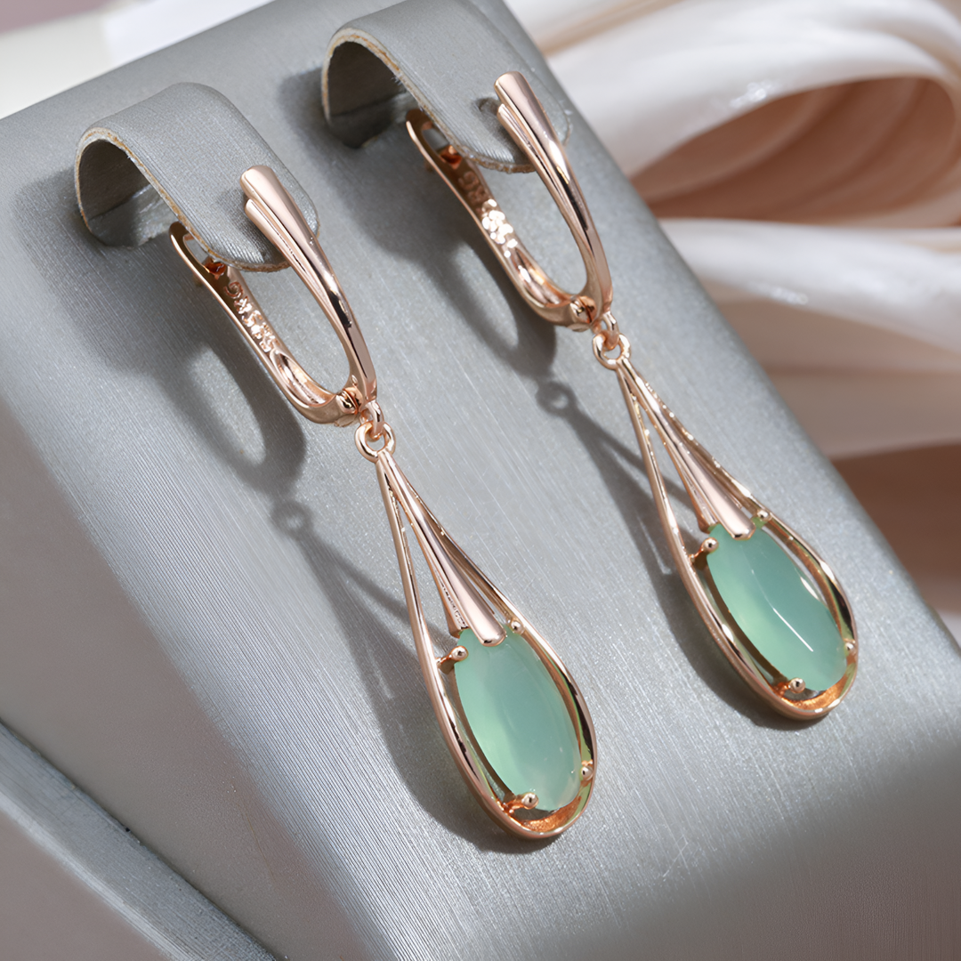 Boucles d'oreilles en or rose 18 Carats avec pierre naturelle