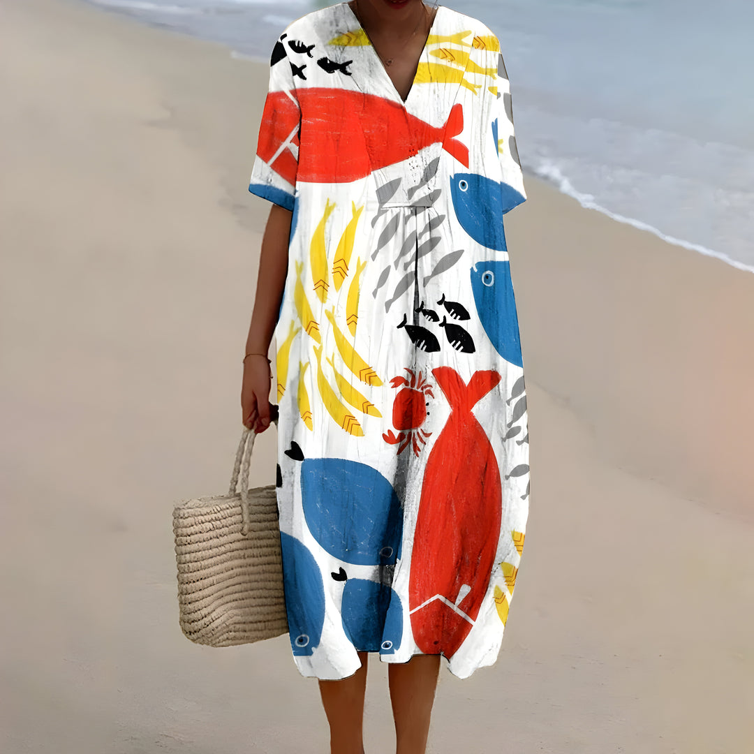 Grace™ | Robe Fluide Imprimée en Lin