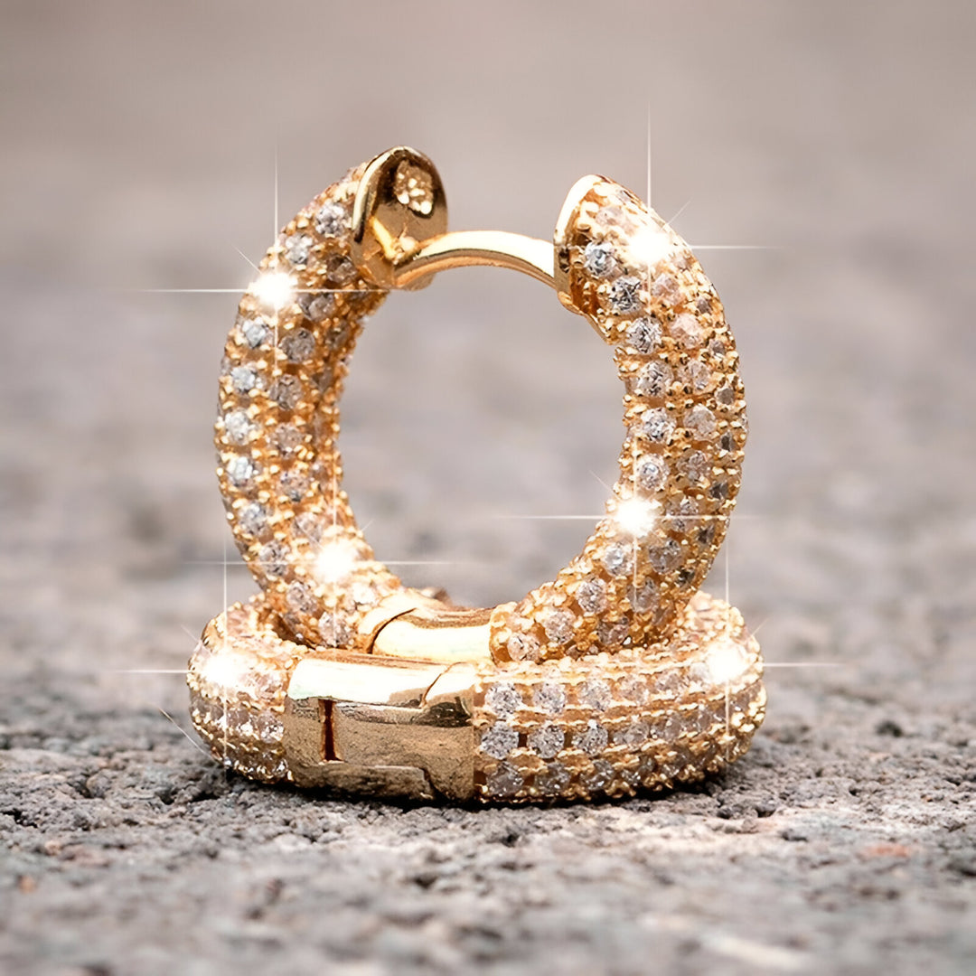 Boucles d'oreilles plaqué or 18 Carats et zircons