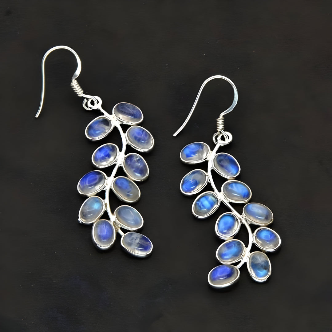 Boucles d'oreilles en argent 925 avec agate bleue précieuse