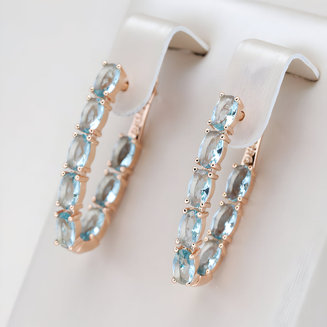 Boucles d'oreilles aigue-marine en or rose 18 Carats