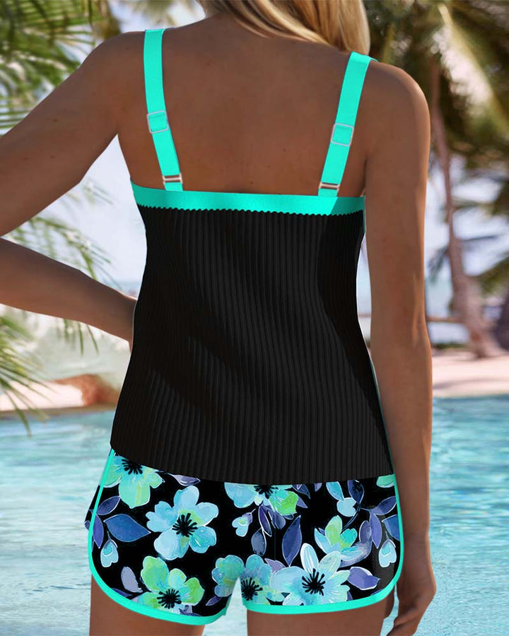 Camira™ | Tankini Noir & Fleuri