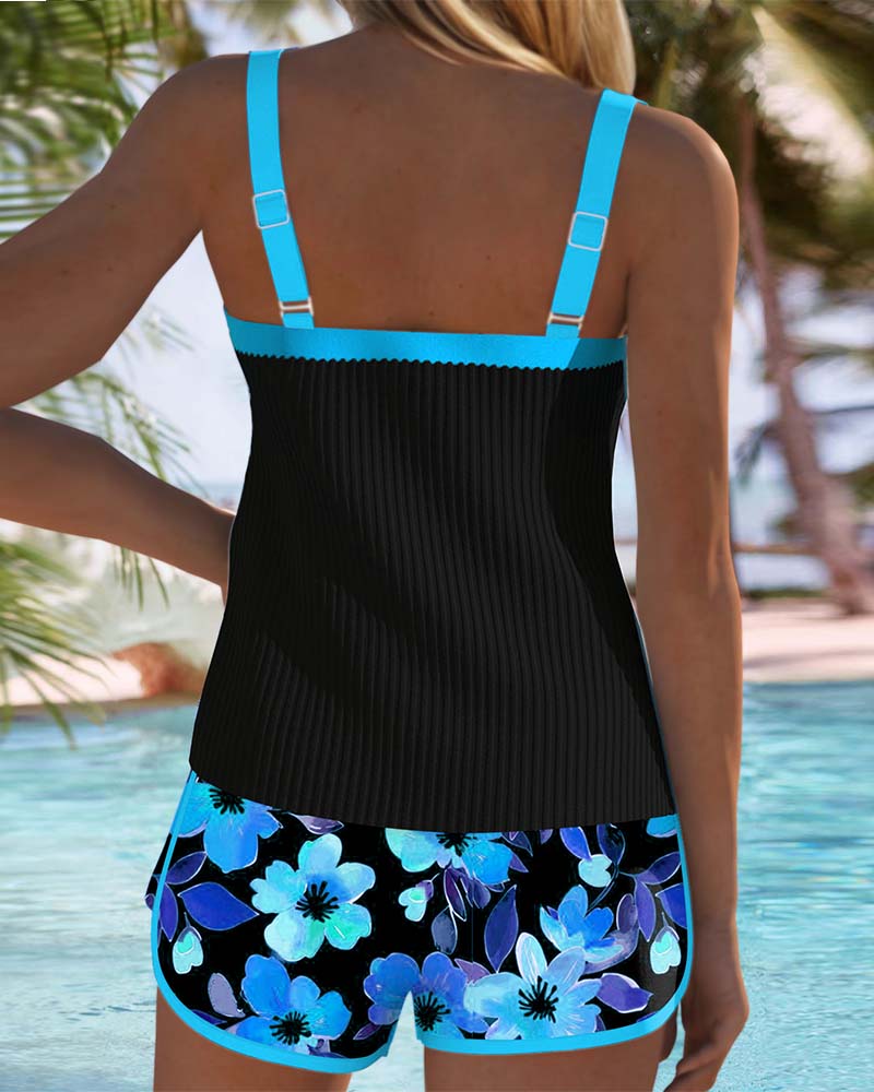 Camira™ | Tankini Noir & Fleuri