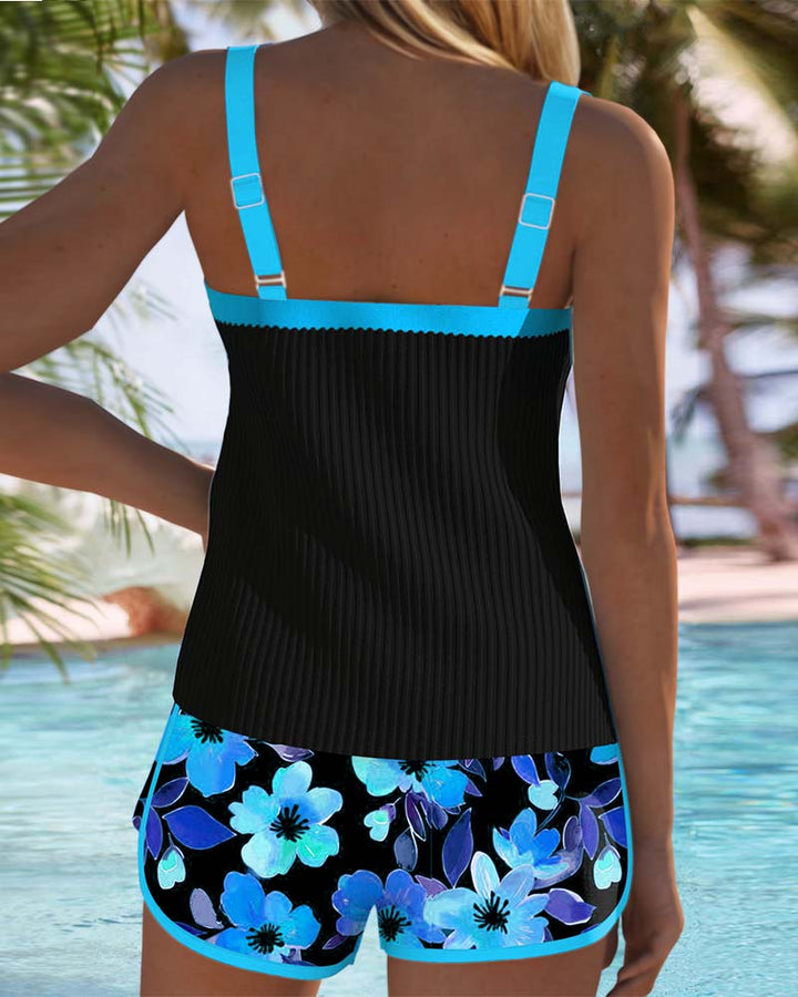 Camira™ | Tankini Noir & Fleuri