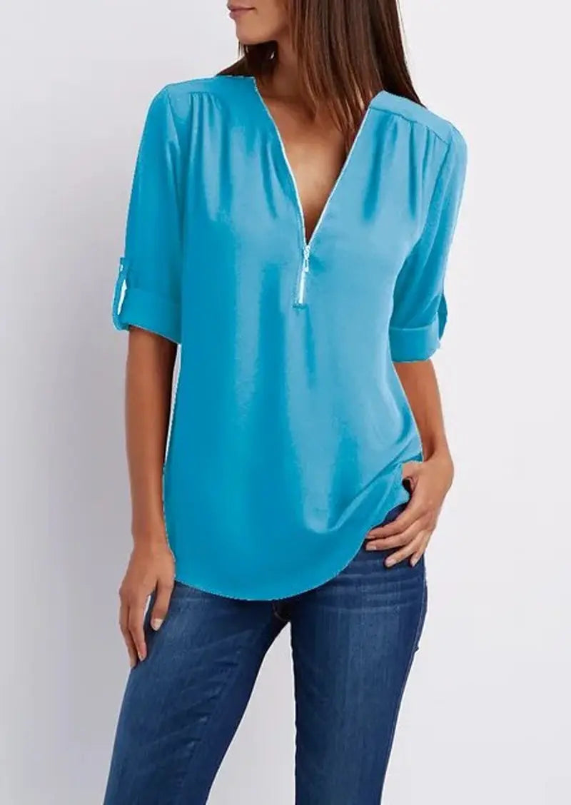 SARAH™ | Blouse sophistiquée avec décolleté en V