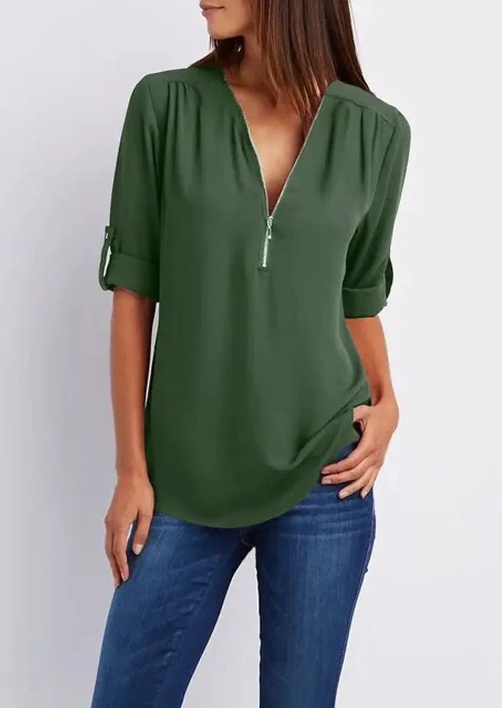 SARAH™ | Blouse sophistiquée avec décolleté en V