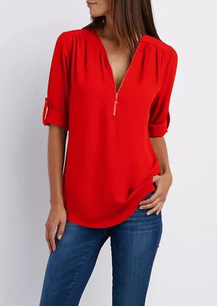 SARAH™ | Blouse sophistiquée avec décolleté en V