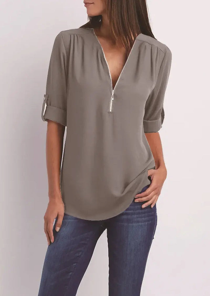 SARAH™ | Blouse sophistiquée avec décolleté en V