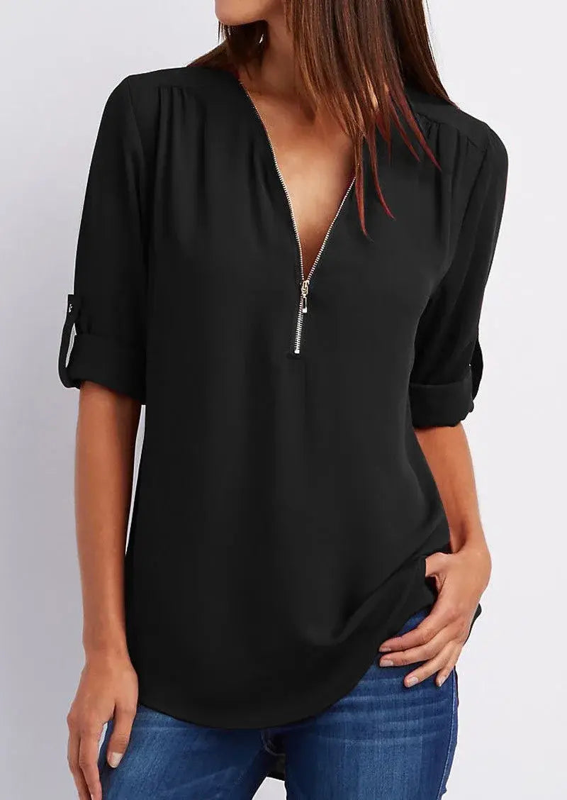 SARAH™ | Blouse sophistiquée avec décolleté en V