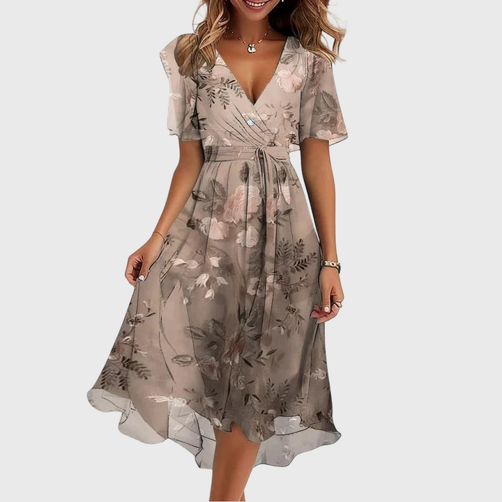 Séverine™ | Robe Élégante à Manches Courtes