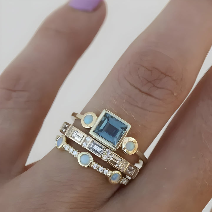 Cristal Bleu | Bague Vintage en Pierre Fine