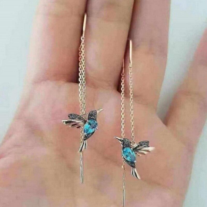 Colibri Émaillé | Boucles d’Oreilles en Zircon et Email