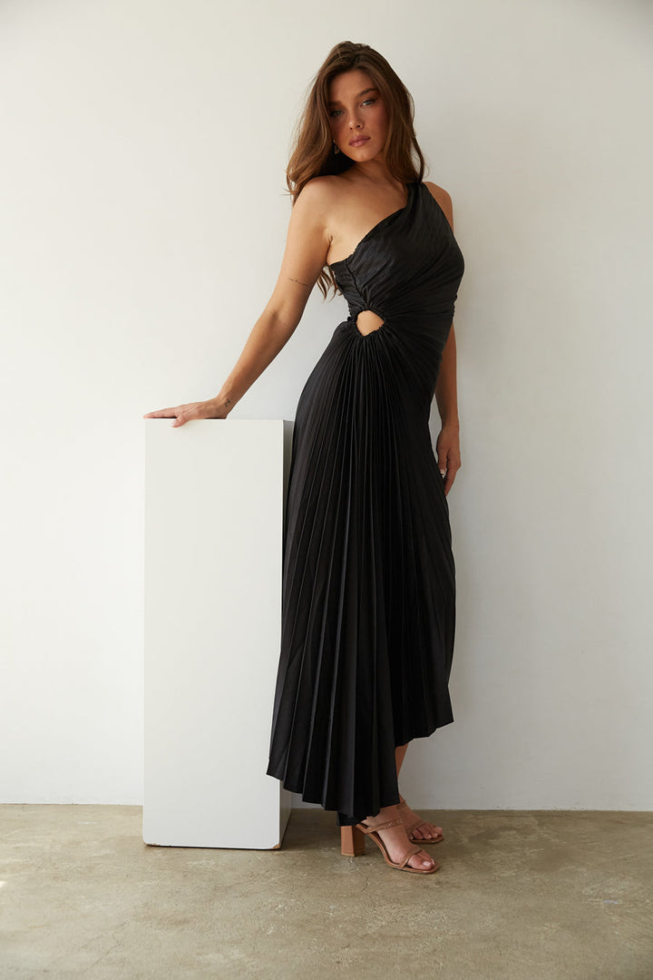 Sylviana™ | Robe midi plissée à une épaule