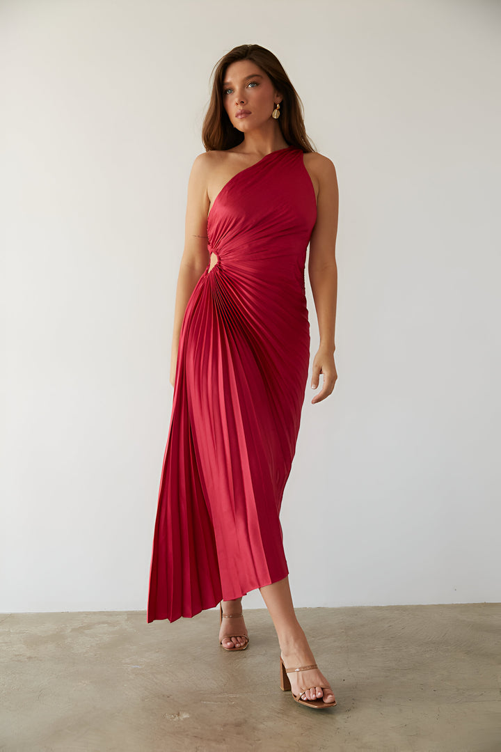 Sylviana™ | Robe midi plissée à une épaule